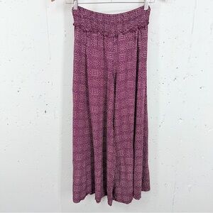 Culture Shop Size Small Maroon Print Wide Leg Bohemian Pants